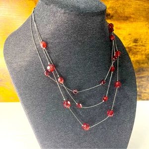 Beaded Layered Maroon Necklace